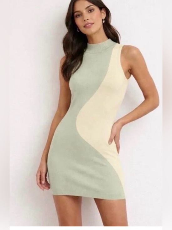 Peppermayo Dresses & Skirts - Peppermayo Colorblock Knit Tank Dress in Sage Green and Pale Yellow